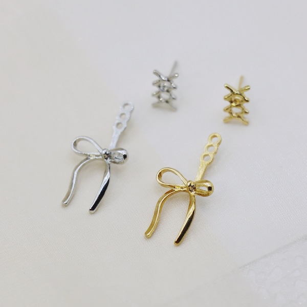 Bow Stud Earrings in Sterling Silver -Silver or Gold -Silver Bow Studs -Cute Earrings -Lace Stud Earrings -Girls Earrings -Bow Earring Gold