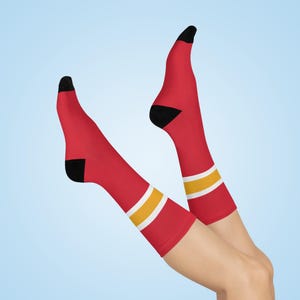 Kansas City Football Team Socks, KC Football Team Colors Striped Socks, Red Kingdom Socks, Football Fan Socks, KC Sports Fan Gift image 8