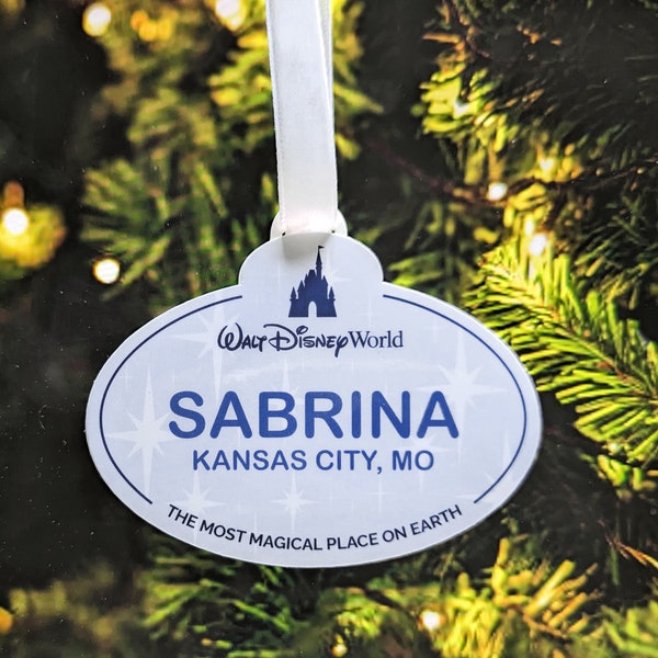 Personalized Theme Park Name Tag Ornament, Customizable Cast Member Name Tag Ornament, 3D Print Name Tag Ornament