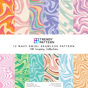 Retro Wavy Seamless Pattern, Retro Groovy Pattern, Swirl Pattern, Retro Background, Retro Pattern, Wavy Pattern, Wavy Background