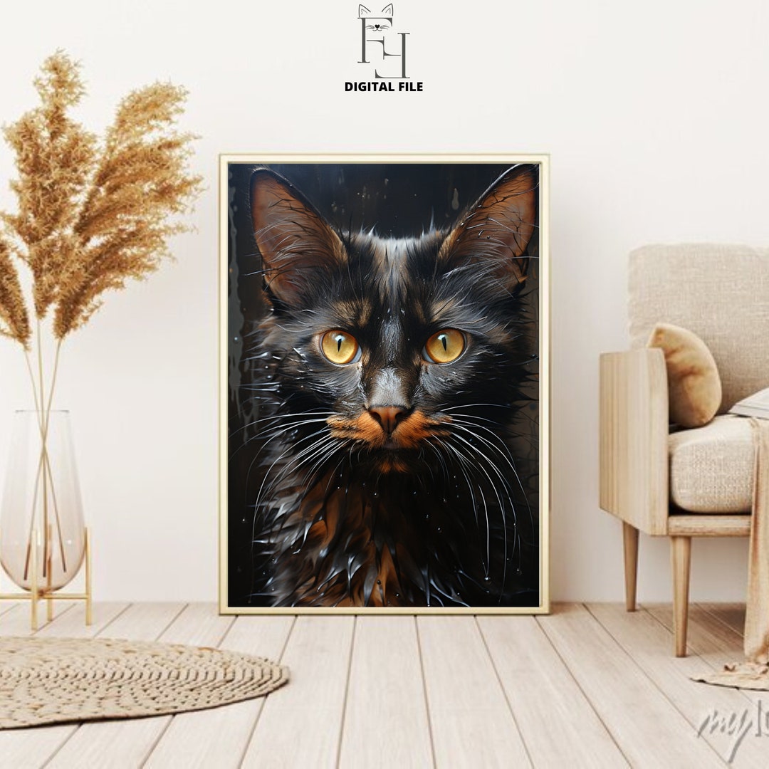 Realistic Cat Painting Printable Wall Cat Art for Collection - Etsy