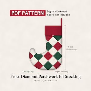 Mönster för lapptäcke av älvstrumpa, Frost Diamond, quiltad och fodrad, 3 storlekar (PDF-nedladdning)