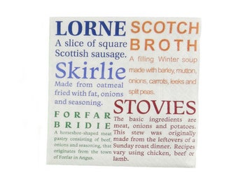 Serviettes cocktail Scottish Delicacies (40 serviettes) - 25 L x 25 W cm - Super haute qualité - 3 épaisseurs - Design unique