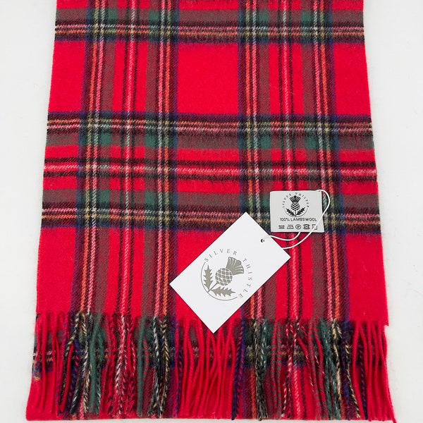 Écharpe de luxe unisexe traditionnelle écossaise unique en laine d'agneau 100 % laine d'agneau Royal Stewart tartan