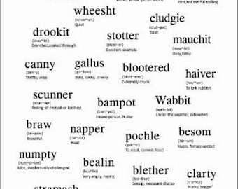 Premium 100% Cotton Tea Towel - Auld Scots Words