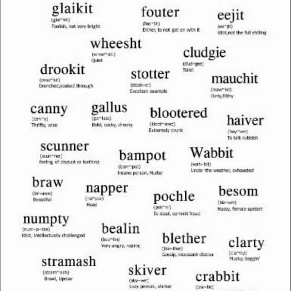 Premium 100% Cotton Tea Towel - Auld Scots Words