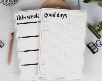 Good Days Notepad Bundle- Weekly Notepad Organizer & Daily Notepad Organizer, Tear Off Notepads with To Do Lists, Minimalist Stationery