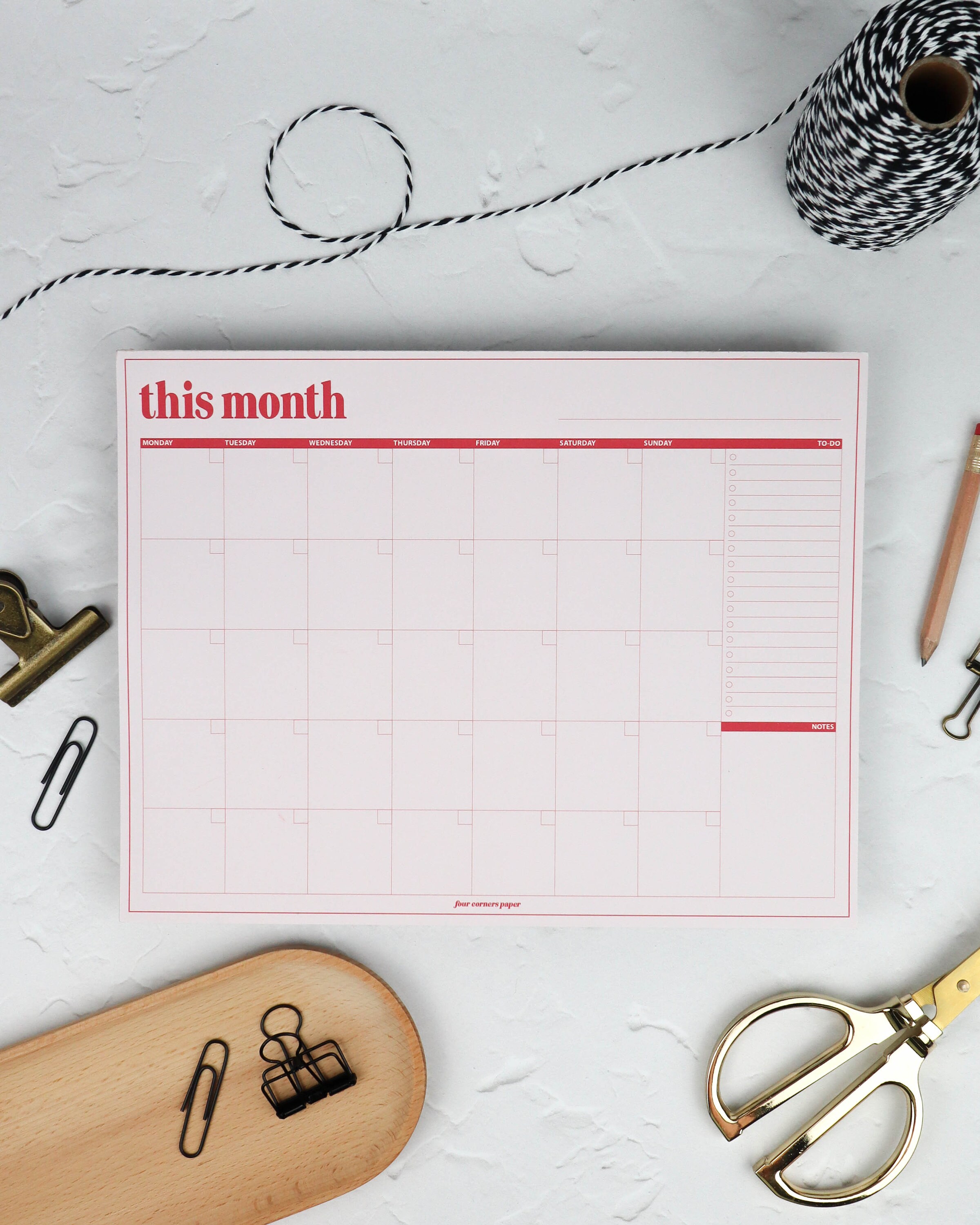 Monthly Calendar Notepad Tear off Sheets, Minimalist Stationery Etsy