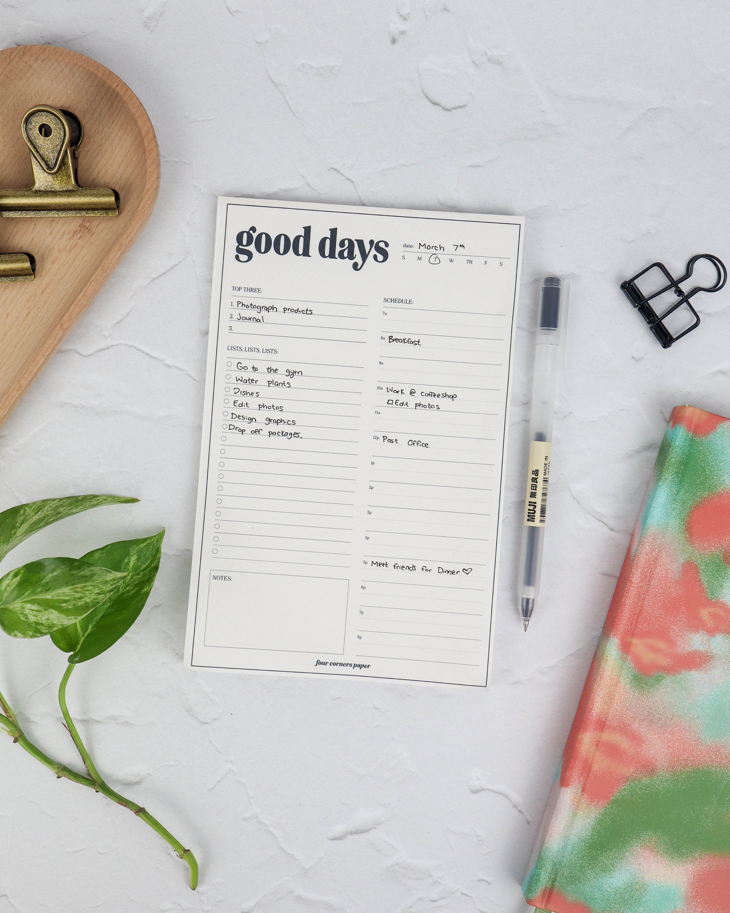 Good Days Daily Notepad With to Do List Minimalist