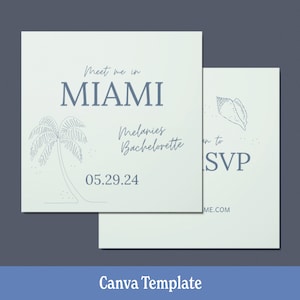 Modèle d’invitation à une soirée BACHELORETTE | Itinéraire du week-end | illustration tropicale, plage | manuscrit | amusant | spritz | Miami | QR Code