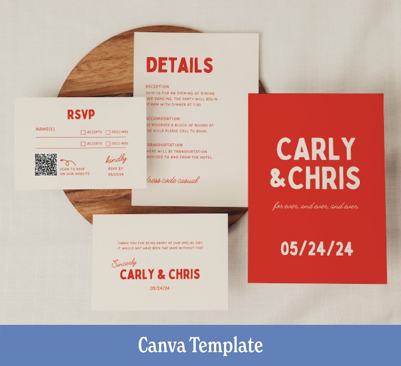 Minimal Wedding Invite | Colorful Wedding Invitation | Retro Wedding Invite | Bold Wedding Invitations | Bright Wedding Invitations | Funky image 1