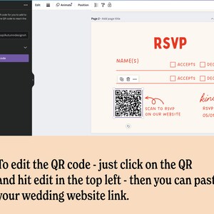 QR Code Bold Wedding invitation canva template