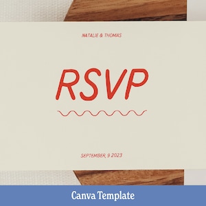 Bold Wedding RSVP Canva Template Custom Invite | Retro Invitation | Minimal design | Bright Wedding | digital download | template | Bride
