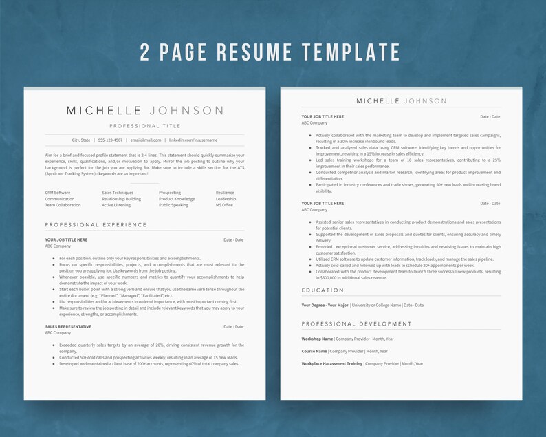 Może przedstawiać: Dwustronny szablon CV o profesjonalnym wyglądzie. Szablon zawiera sekcje na dane kontaktowe, doświadczenie zawodowe, wykształcenie i rozw&oacute;j zawodowy. Szablon został zaprojektowany, aby pom&oacute;c osobom poszukującym pracy w stworzeniu profesjonalnego i skutecznego CV.