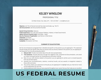 US Federal Government Resume Template for Word & Google Docs | USAJOBS Application | Best CV Template and Cover Letter | Military Transition