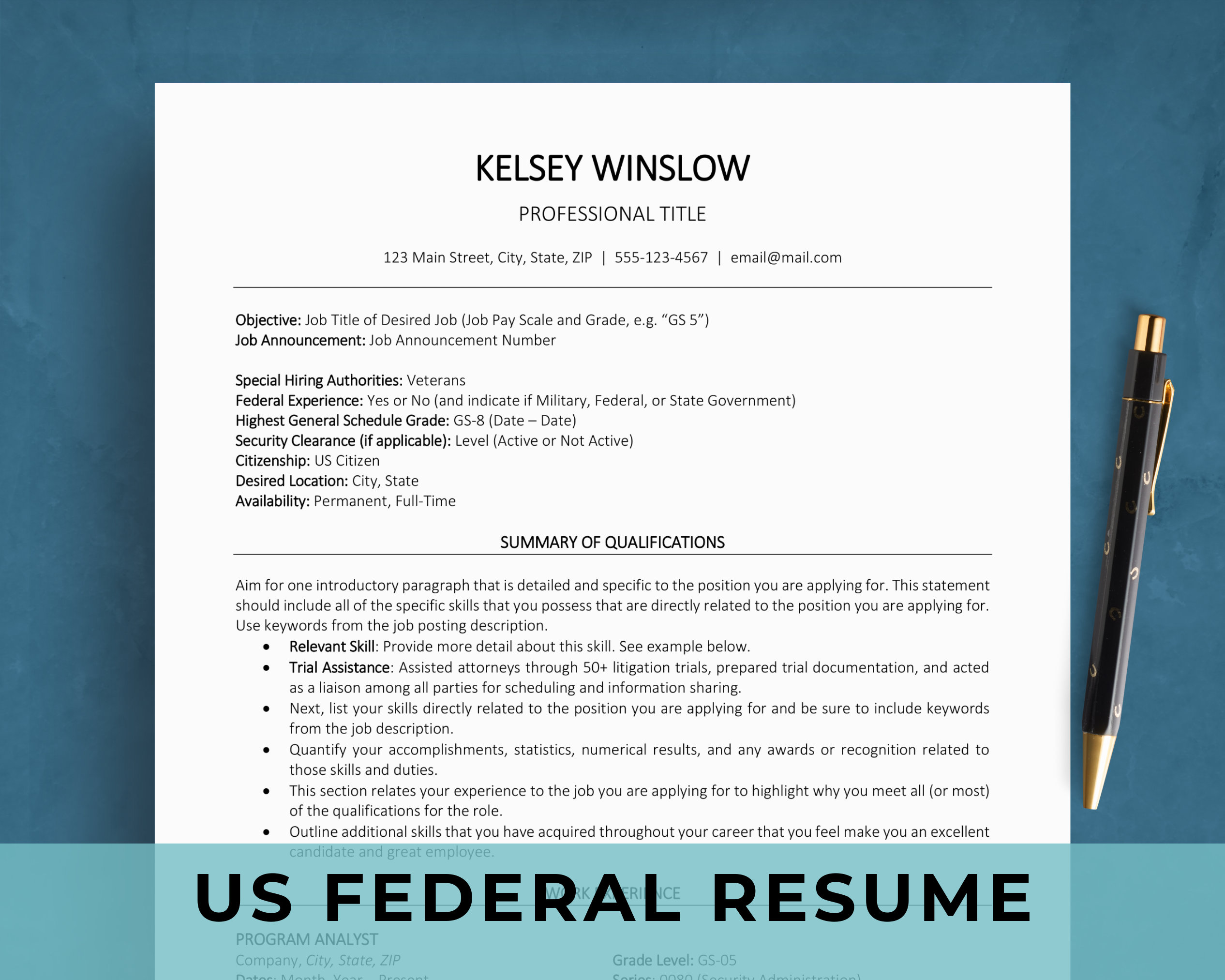 US Federal Government Resume Template for Word Google Docs USAJOBS Application Best CV US Federal Government Resume Template for Word Google Docs USAJOBS Application Best CV