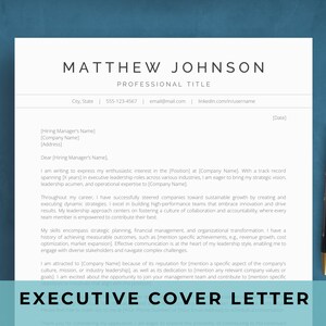 Plantilla de carta de presentación para solicitud de empleo / Texto de muestra profesional para ejecutivos y gerentes / Documentos de Google / Simple y fácil de editar