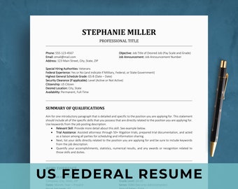 US Federal Resume Template for Word & Google Docs | USAJOBS Government Application 2023 | ATS Friendly | Simple Cover Letter + Examples!