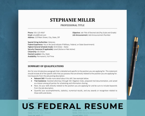 Federal Resume Templates Word Resume Federal Government Format Best