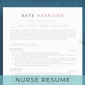 Nurse Resume Template for Google Docs | Nursing Cover Letter | Simple, Professional CV | For RN, Physician Assistant, New Grad, Student