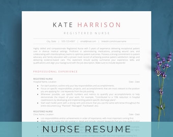 Nurse Resume Template for Google Docs | Nursing Cover Letter | Simple, Professional CV | For RN, Physician Assistant, New Grad, Student