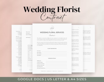 Modello di contratto per fiorista per matrimoni / Contratto per servizi floreali per decorazioni per eventi / Modulo cliente per fioristi per matrimoni / Documenti Google