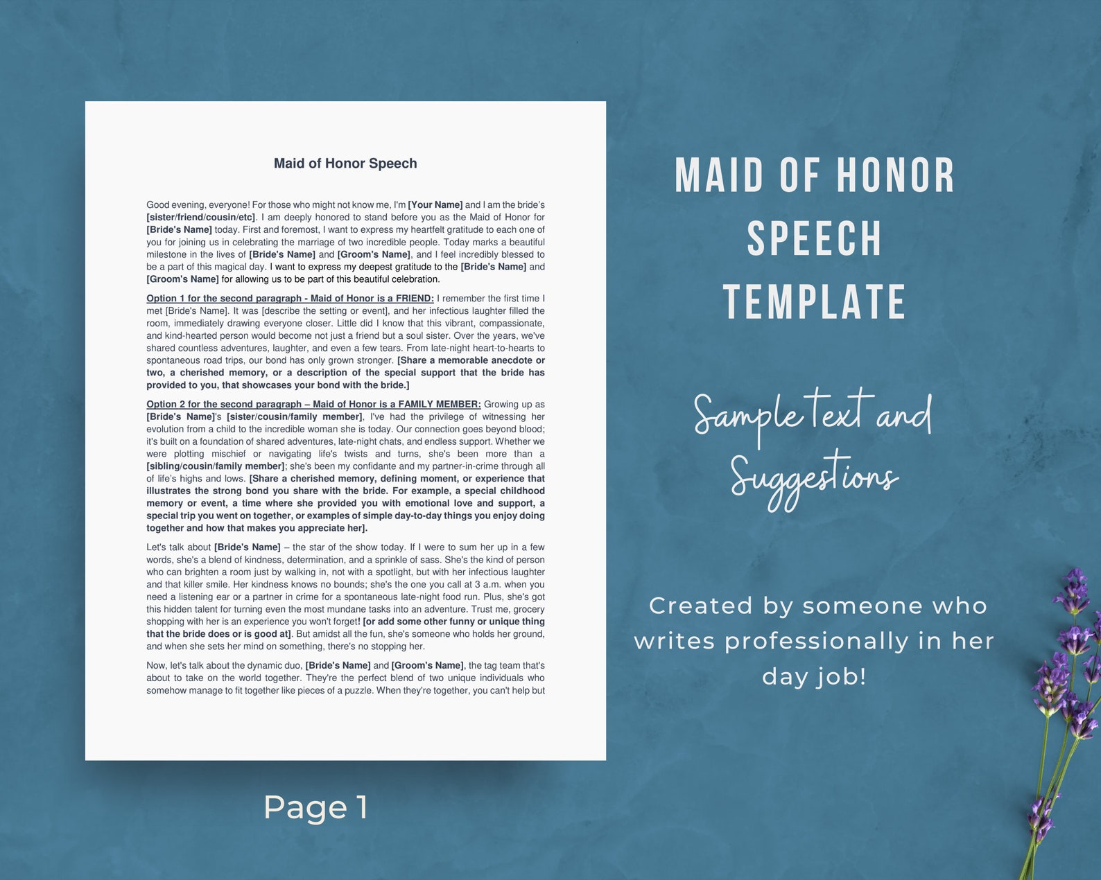 Editable Maid of Honor Speech Template Matron of Honour / Bridesmaid Editable Maid of Honor Speech Template Matron of Honour / Bridesmaid