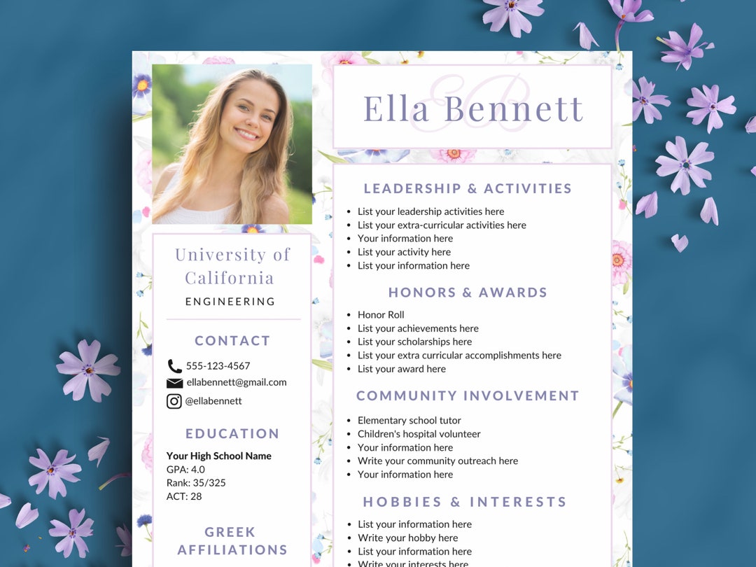 Sorority Resume Template With Photo - Il 1080xN.4965807619 Ht4m