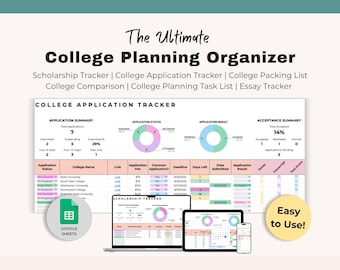 College Planner Spreadsheet Bundle | Scholarship Tracker, College Application Tracker, College Packing List, University Planning & more!