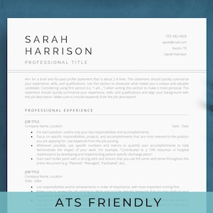Google Docs Resume Template ATS Friendly, Simple CV Template and Cover Letter, Modern Minimalist & Executive Resume Example for Professional