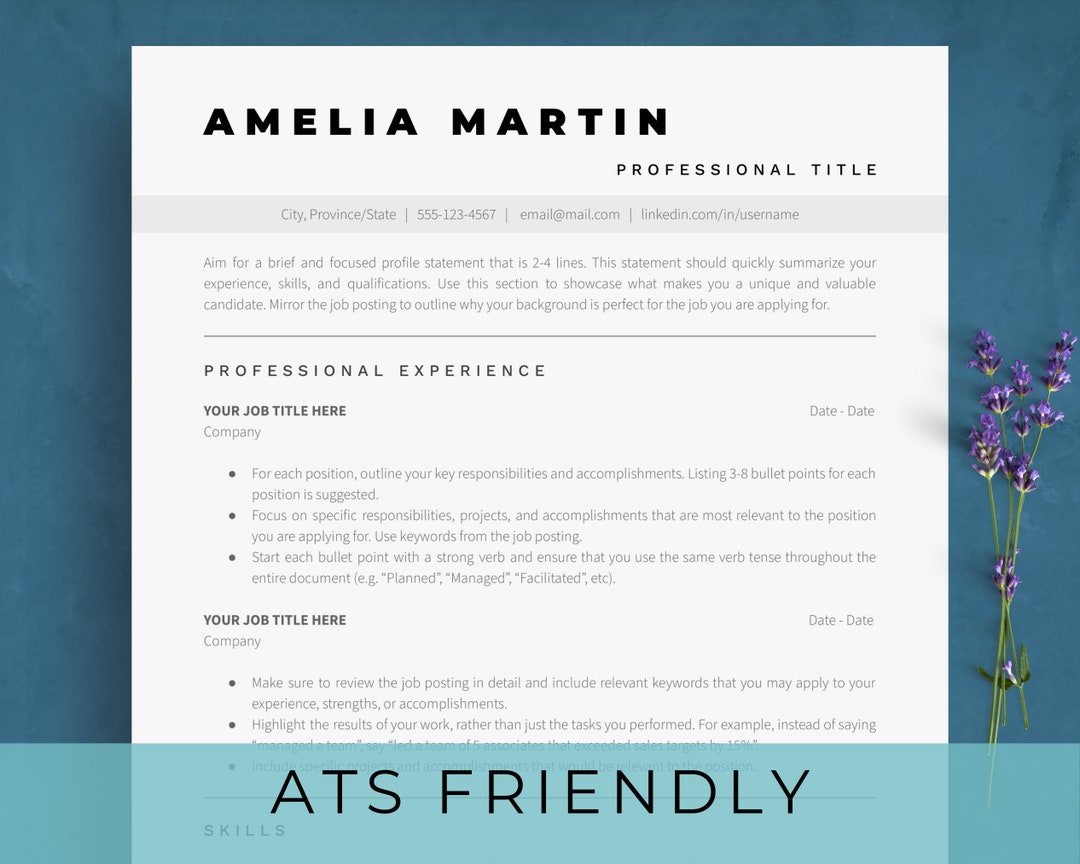 Google Docs ATS Friendly Resume Template Executive CV - Etsy