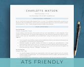 Simple ATS Resume Template for Microsoft Word, Modern ATS Friendly Resume and Cover Letter, Minimalist and Clean Professional CV Template