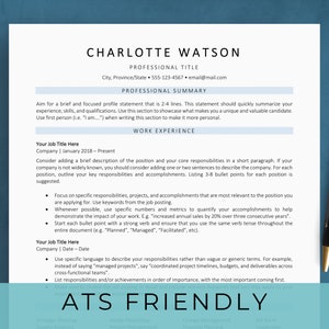 Simple ATS Resume Template for Microsoft Word, Modern ATS Friendly Resume and Cover Letter, Minimalist and Clean Professional CV Template