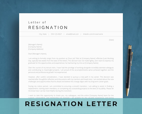 Google Docs Resignation Letter Template | Heartfelt Professional 2 Weeks Notice Letter Example | Job Retirement, Letter of Resignation