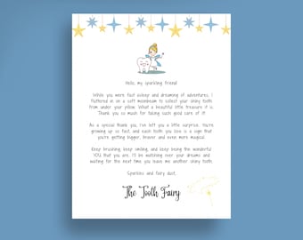 Tooth Fairy Letter | Printable Tooth Fairy Note | Lost Tooth Certificate | First Tooth Receipt | For Boy | For Girl | Digital Download PDF