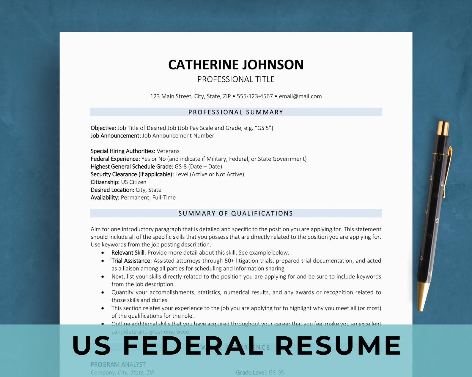 US Federal Resume Template For Word Google Docs USAJOBS Application US Federal Resume Template For Word Google Docs USAJOBS Application