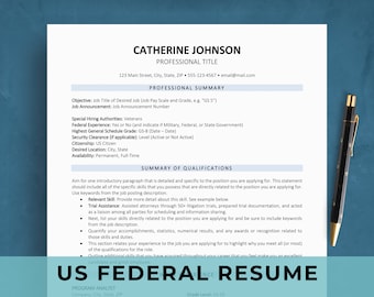 US Federal Resume Template for Word & Google Docs | USAJOBS Application | Government Resume and Cover Letter | ATS Friendly | cv Template