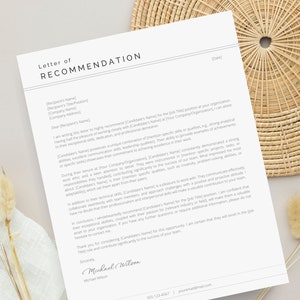 Professional Letter of Recommendation Template | Job Application ...