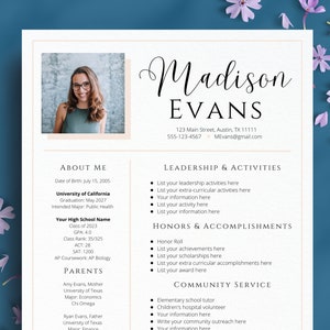 Sorority Resume Template | Editable Rush Resume Template | College Social Resume with Photo and Cover Letters | Recruitment Rush Packet