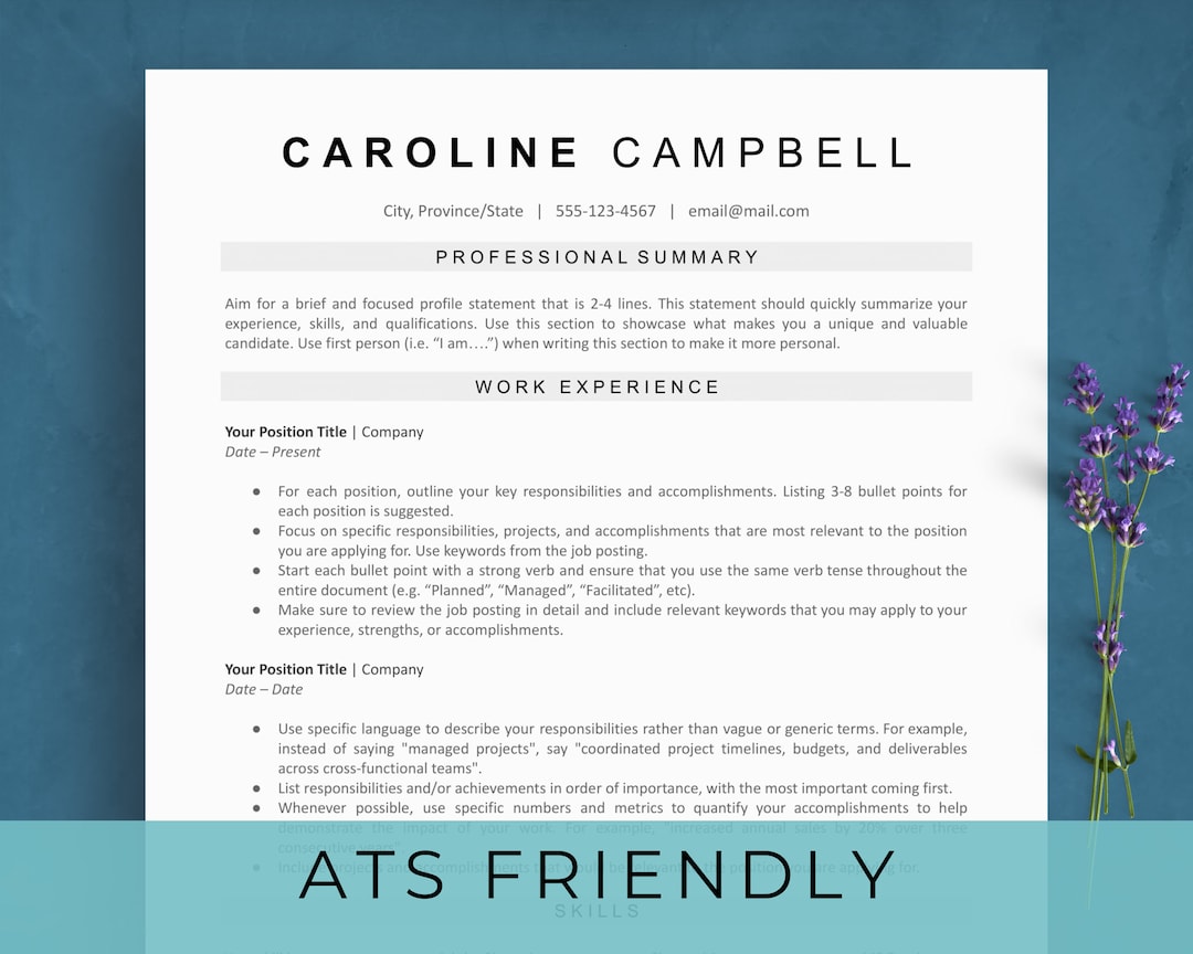 Google Docs ATS Friendly Resume Template Executive CV - Etsy México