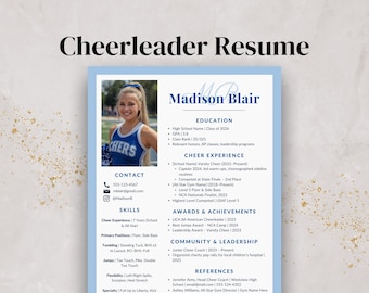 Cheerleading Resume Template | College Cheer Recruiting Profile (Edit in Canva)