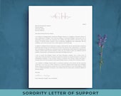 Sorority Recommendation Letter Template | Sorority Recruitment Letter of Support Example for Rush | LOR / LOS | Character Reference