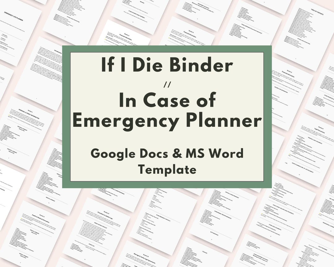 If I Die Binder / in Case of Emergency Planner / Death Binder / Just in