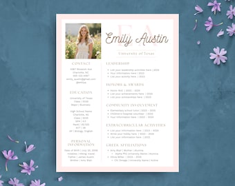 Pink Sorority Resume Template | Editable Sorority Recruitment Rush Resume Template | Social Resume Packet with Cover Letter for College