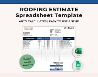 Roof Estimate Template: Roofing Contractor Quote | (Excel & Google Sheets)