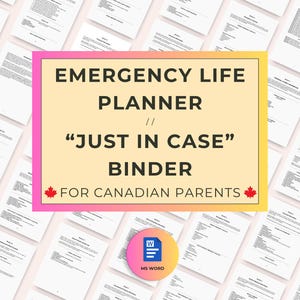 Emergency Binder Template for Canadian Parents | Edit in MS Word | End of Life Planner | Family "Just in Case" Organizer | Death Binder