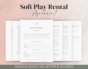 Soft Play Equipment Rental Contract Agreement Template | Editable Indoor Playground Liability Form | Event Planner Party Rental, Google Docs