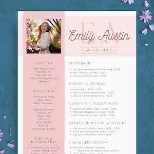Plantilla de currículum para hermandad rosa / Plantilla editable para reclutamiento urgente de hermandad / Paquete de currículum para eventos sociales universitarios + carta de presentación / Canva