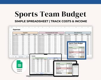 Sports Team Budget Spreadsheet | Simple & Editable Sports Budget Template for Youth Sports, Travel Team, Sports Team Manager | Google Sheets