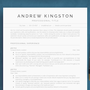 Google Docs ATS Friendly Resume Template, Executive CV Template and Cover Letter, Modern Minimalist & Simple Resume Example for Professional